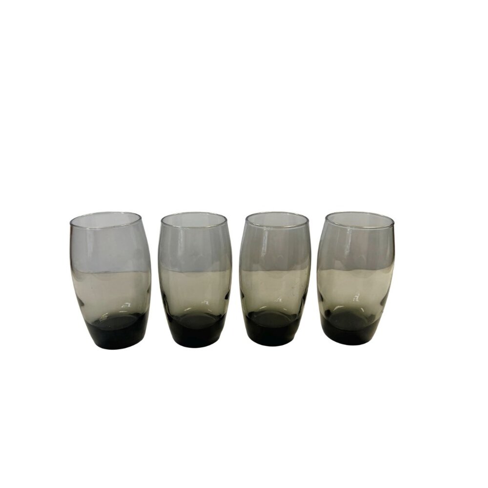 Drinking Water Ice Tea Glasses Roly Polly Grey Smoke Set 4 Vintage Ombre Heavy - Picture 4 of 8